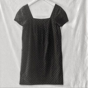 Vince - black cotton eyelet, short-sleeve tunic dress! Cute squared neckline!